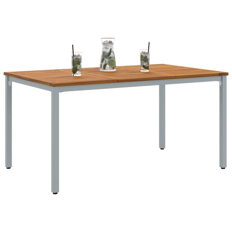 Table de jardin 150 x 90 x 75 cm en acacia massif et métal 
