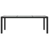 Table de jardin Noir 190x90x75 cm Verre trempé/résine tressée 