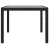 Table de jardin Noir 190x90x75 cm Verre trempé/résine tressée 