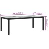 Table de jardin Noir 190x90x75 cm Verre trempé/résine tressée 