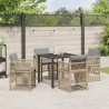 Ensemble de jardin 5 pièces avec coussins beiges en rotin synthétique 