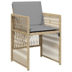 Ensemble de jardin 5 pièces avec coussins beiges en rotin synthétique 