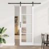 Porte coulissante avec quincaillerie 'ORKDAL'en bois massif blanc et verre 