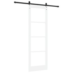 Porte coulissante avec quincaillerie 'ORKDAL'en bois massif blanc et verre 