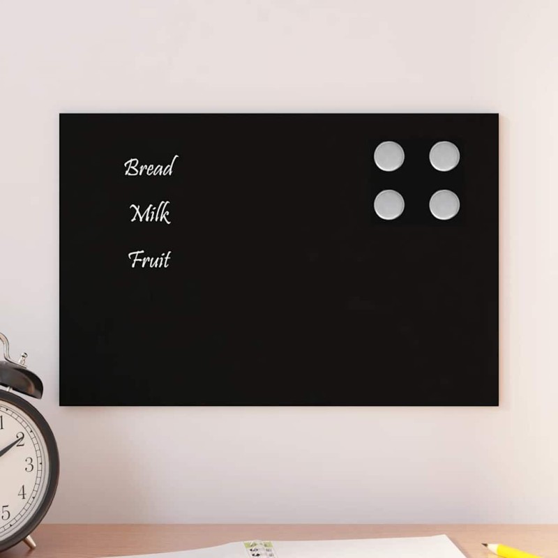 Tableau noir magnétique mural Noir 30x20 cm Verre trempé 