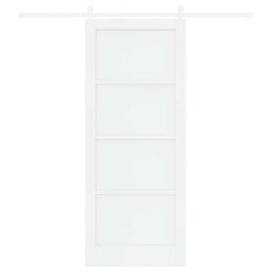 Porte coulissante avec kit de matériel Blanc 86x211 cm Bois massif Pin 