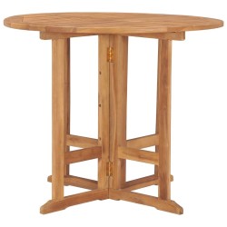 Table à dîner pliable de jardin Ø90x75 cm Bois de teck solide 