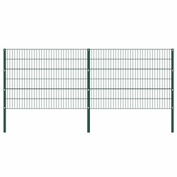 Panneau de clôture avec poteaux Fer 3,4 x 1,2 m Vert 