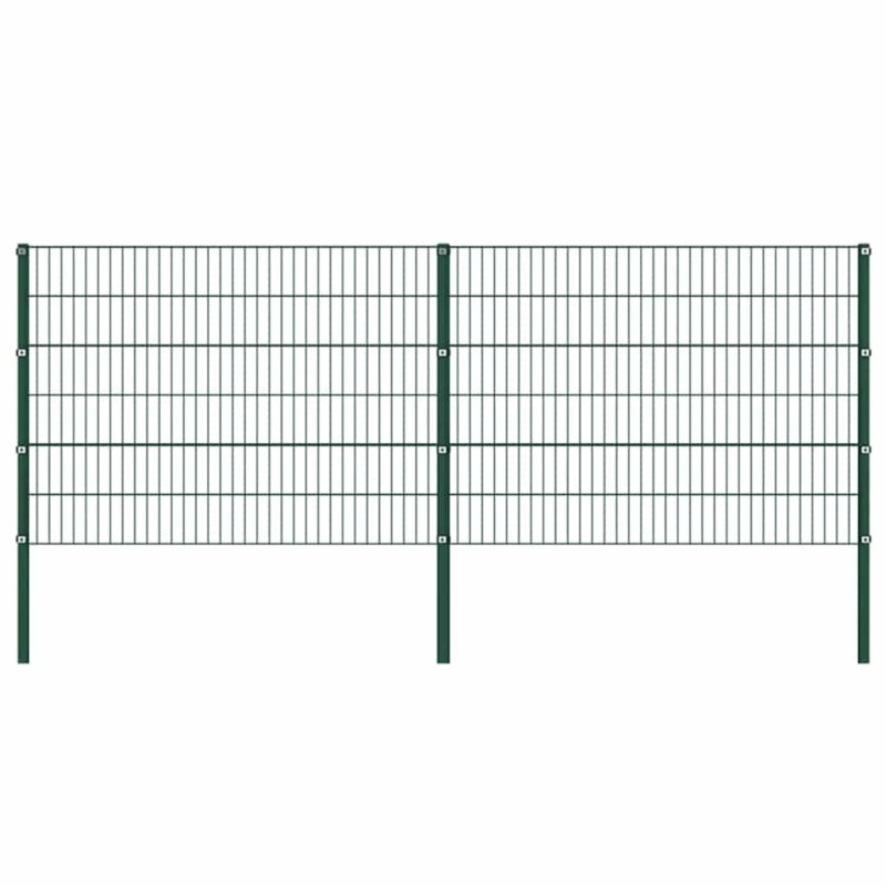 Panneau de clôture avec poteaux Fer 3,4 x 1,2 m Vert 