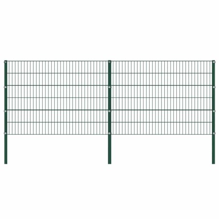 Panneau de clôture avec poteaux Fer 3,4 x 1,2 m Vert 