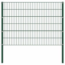 Panneau de clôture avec poteaux Fer 3,4 x 1,2 m Vert 