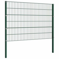 Panneau de clôture avec poteaux Fer 3,4 x 1,2 m Vert 