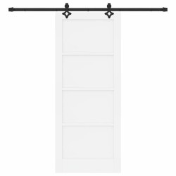 Porte coulissante avec un kit de quincaillerie blanche 83x202 cm en bois massif de pin 