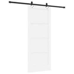 Porte coulissante avec un kit de quincaillerie blanche 83x202 cm en bois massif de pin 