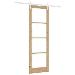 Porte coulissante avec kit de quincaillerie 'ORKDAL'Bois massif & Verre 
