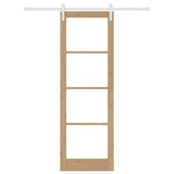 Porte coulissante avec kit de quincaillerie 'ORKDAL'Bois massif & Verre 