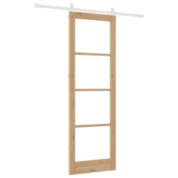 Porte coulissante avec kit de quincaillerie 'ORKDAL'Bois massif & Verre 