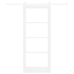 Porte coulissante avec quincaillerie blanche 83x202 cm en bois massif pin 
