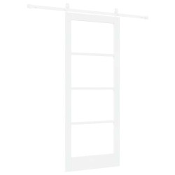 Porte coulissante avec quincaillerie blanche 83x202 cm en bois massif pin 