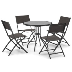 Mobilier de salle à manger d'extérieur 5 pcs Acier 