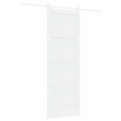 Porte coulissante avec kit de matériel Blanche 83x232 cm Bois massif Pin 