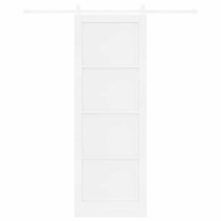 Porte coulissante avec kit de matériel Blanche 83x232 cm Bois massif Pin 