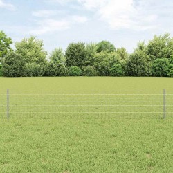 Clôture Euro avec 22 poteaux en U Argent 0,4x50 m Acier 