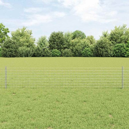 Clôture Euro avec 22 poteaux en U Argent 0,4x50 m Acier 