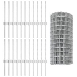 Clôture Euro avec 22 poteaux en U Argent 0,4x50 m Acier 