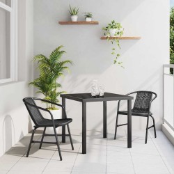 Set de salle à manger de jardin 3 pièces en rattan poly noir 