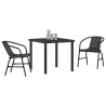 Set de salle à manger de jardin 3 pièces en rattan poly noir 