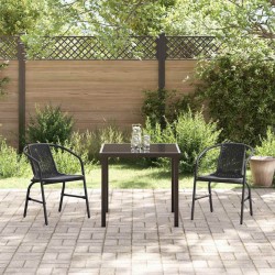 Set de salle à manger de jardin 3 pièces en rattan poly noir 