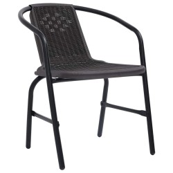 Set de salle à manger de jardin 3 pièces en rattan poly noir 