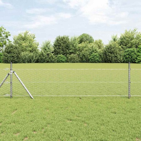 Clôture Hexagonale Grise Argent 0.5 x 10 m Acier galvanisé 