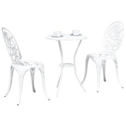 Ensemble de Bistro de Jardin 3 Pièces en Aluminium Blanc 