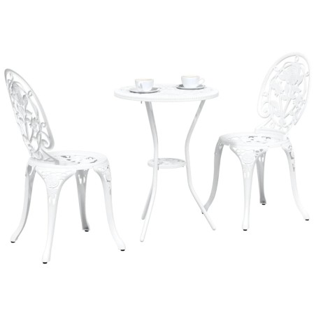 Ensemble de Bistro de Jardin 3 Pièces en Aluminium Blanc 