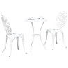 Ensemble de Bistro de Jardin 3 Pièces en Aluminium Blanc 