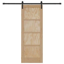 Porte Coulissante avec Ensemble de Quincaillerie 73.5x198.5 cm Bois Massif en Pin 