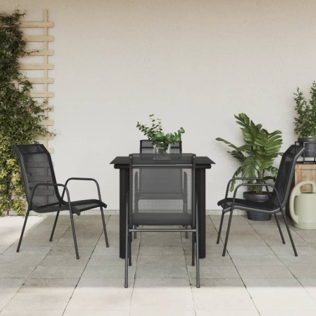 Ensemble à manger de jardin 5 pcs noir textilène et acier 