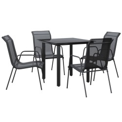 Ensemble à manger de jardin 5 pcs noir textilène et acier 