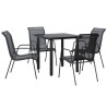Ensemble à manger de jardin 5 pcs noir textilène et acier 