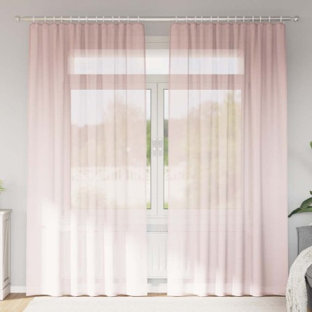 Rideaux en voile avec passe-tringles 2 pcs rose clair 