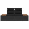 Sofa de jardin 2 places avec coussins en poly rotin noir 
