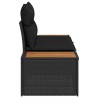 Sofa de jardin 2 places avec coussins en poly rotin noir 