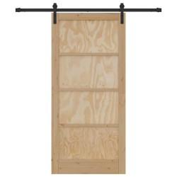 Porte Coulissante avec Kit de Matériel 93x202 cm Bois Massif de Pin 