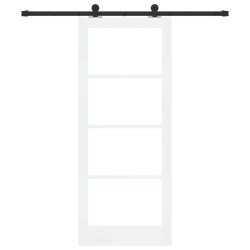 Porte coulissante avec kit matériel 'ORKDAL'Bois solide blanc et verre 