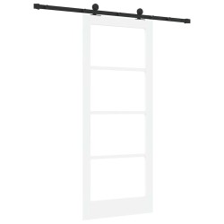 Porte coulissante avec kit matériel 'ORKDAL'Bois solide blanc et verre 