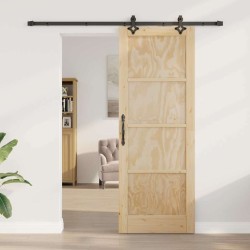 Porte coulissante avec kit de quincaillerie 78x211 cm en bois massif de pin 