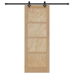 Porte coulissante avec kit de quincaillerie 78x211 cm en bois massif de pin 