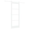 Porte coulissante avec quincaillerie "ORKDAL" en bois massif blanc et verre 